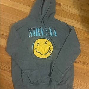 NIRVANA Gray Hoodie with Yellow Smiley